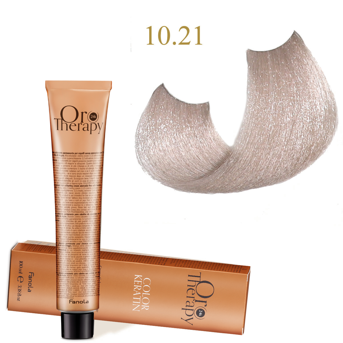 10.21.png Oro Therapy 24K Color Keratin with Gold & Argan Oil (Ammonia Free) 10.21 Platin Sarısı Küllü Menekşe 100 ml - Görsel 1