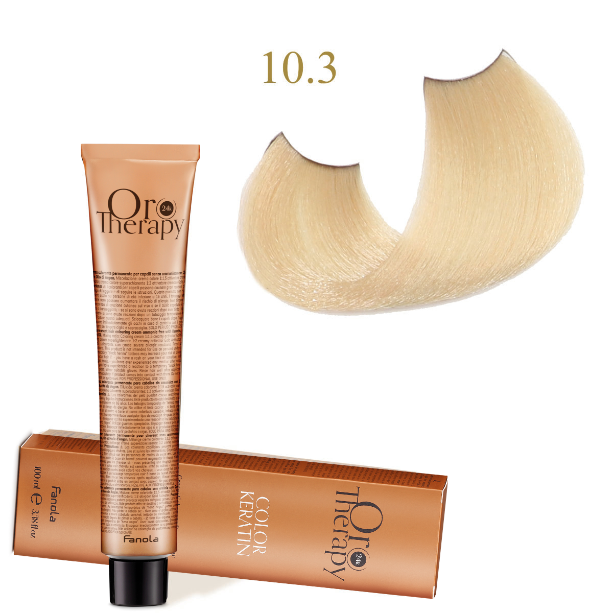 10.3.png Oro Therapy 24K Color Keratin with Gold & Argan Oil (Ammonia Free) 10.3 Sarı Platin Altın 100 ml - Görsel 1