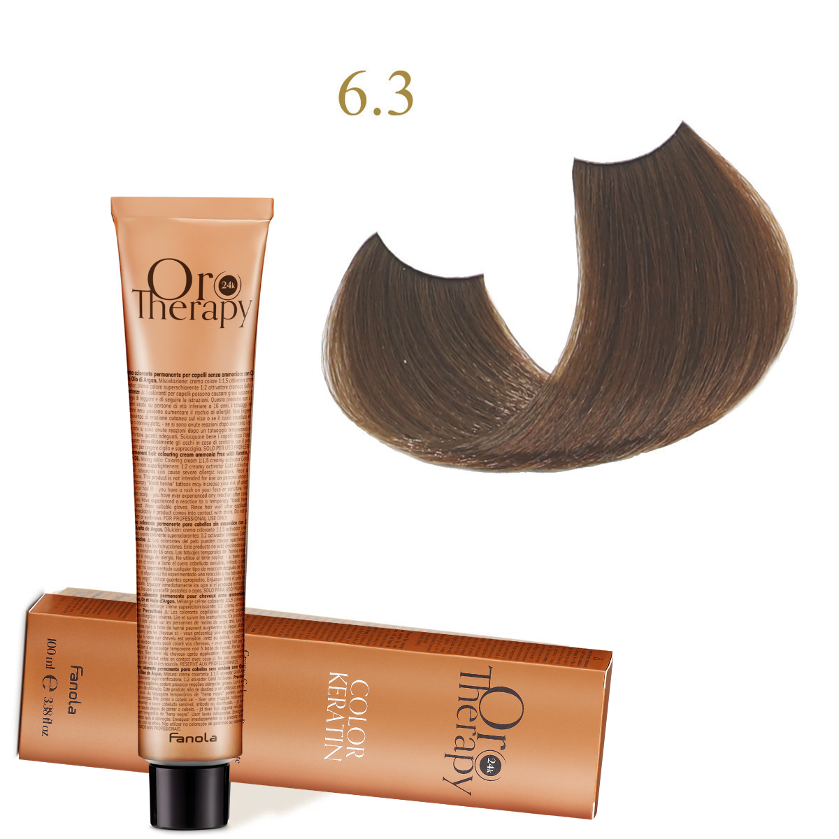 6.3.png Oro Therapy 24K Color Keratin with Gold & Argan Oil (Ammonia Free) 6.3 Koyu Kestane Altın 100 ml - Görsel 1