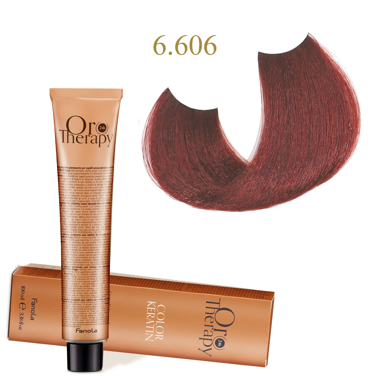 6.606.png Oro Therapy 24K Color Keratin with Gold & Argan Oil (Ammonia Free) 6.606 Koyu Sarı Sıcak Kırmızı 100 ml - Görsel 1