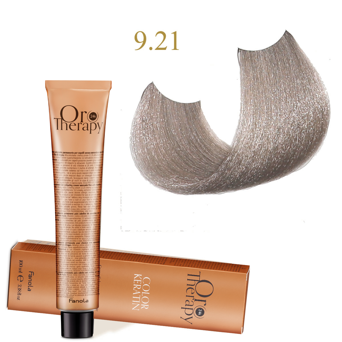 9.21.png Oro Therapy 24K Color Keratin with Gold & Argan Oil (Ammonia Free) 9.21 Çok Açık Sarı Küllü Menekşe 100 ml - Görsel 1
