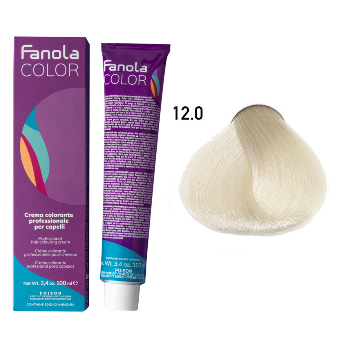 Fanola-Tube_12.0.jpg Fanola Color 12.0 Süper Açık Platin Sarı Ekstra 100 ml - Görsel 1